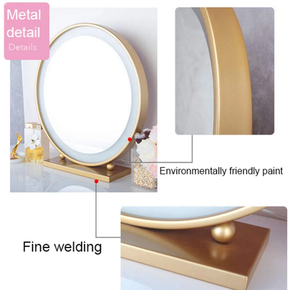 XINYU Espejo De Vanidad De Escritorio LED con AtenuacióN Inteligente para Espejos De Maquillaje De Belleza para El Hogar, Adecuado para Todas Las Escenas Utilizadas como Vestidores De Estudio.,Gold2