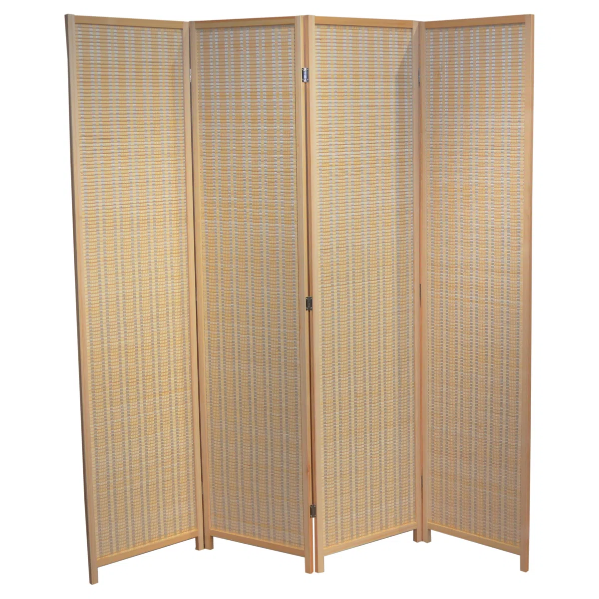 EME Biombo Natural Separador de Ambientes de 4 Paneles 180x180 cm Separador de Estancias Fabricado en Madera - Biombo Plegable y Estructura Resistente Biombo Mimbre. Ideal para Separar Habitaciones.