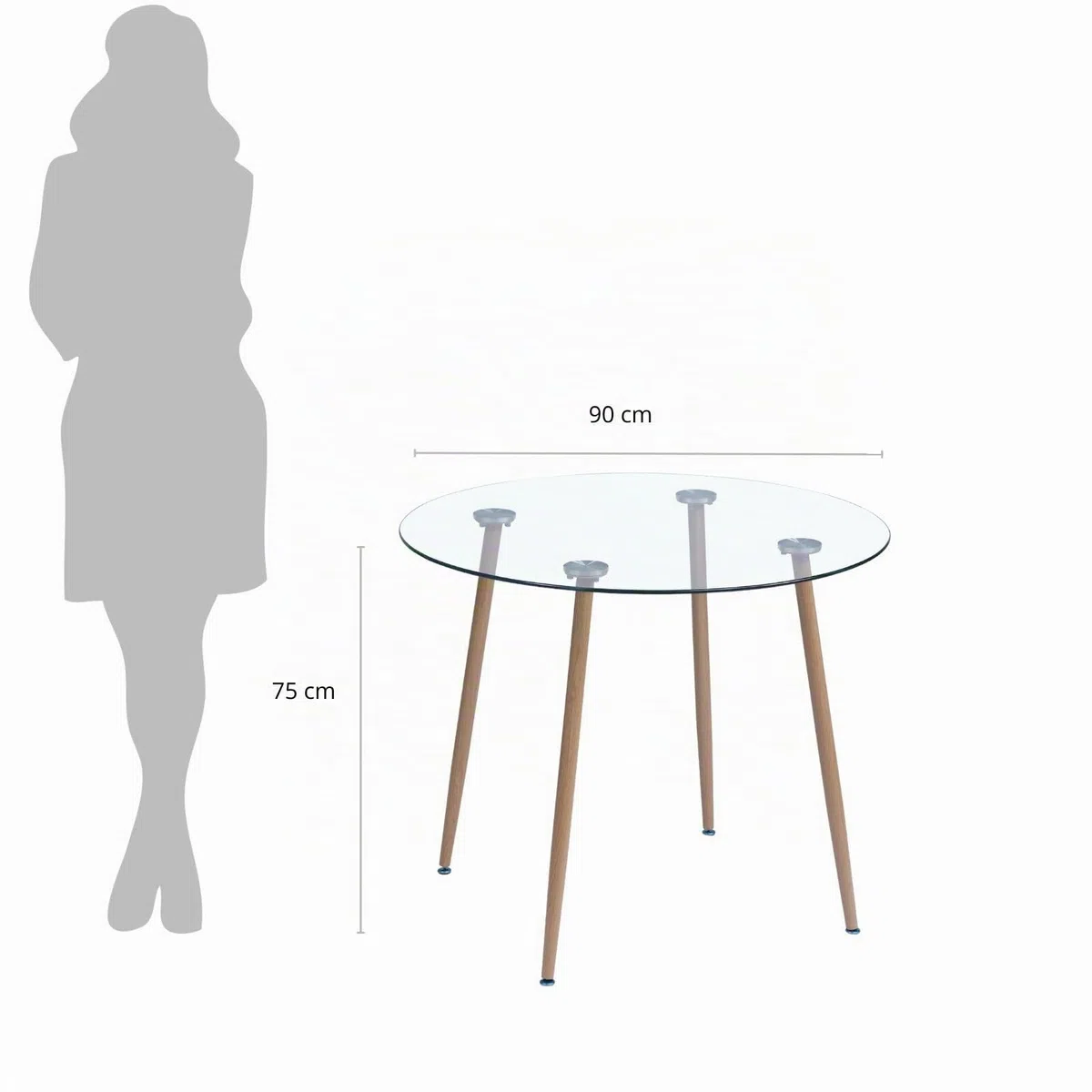Mesa de Comedor o Cocina de Cristal Redonda de 90 cm. Zola