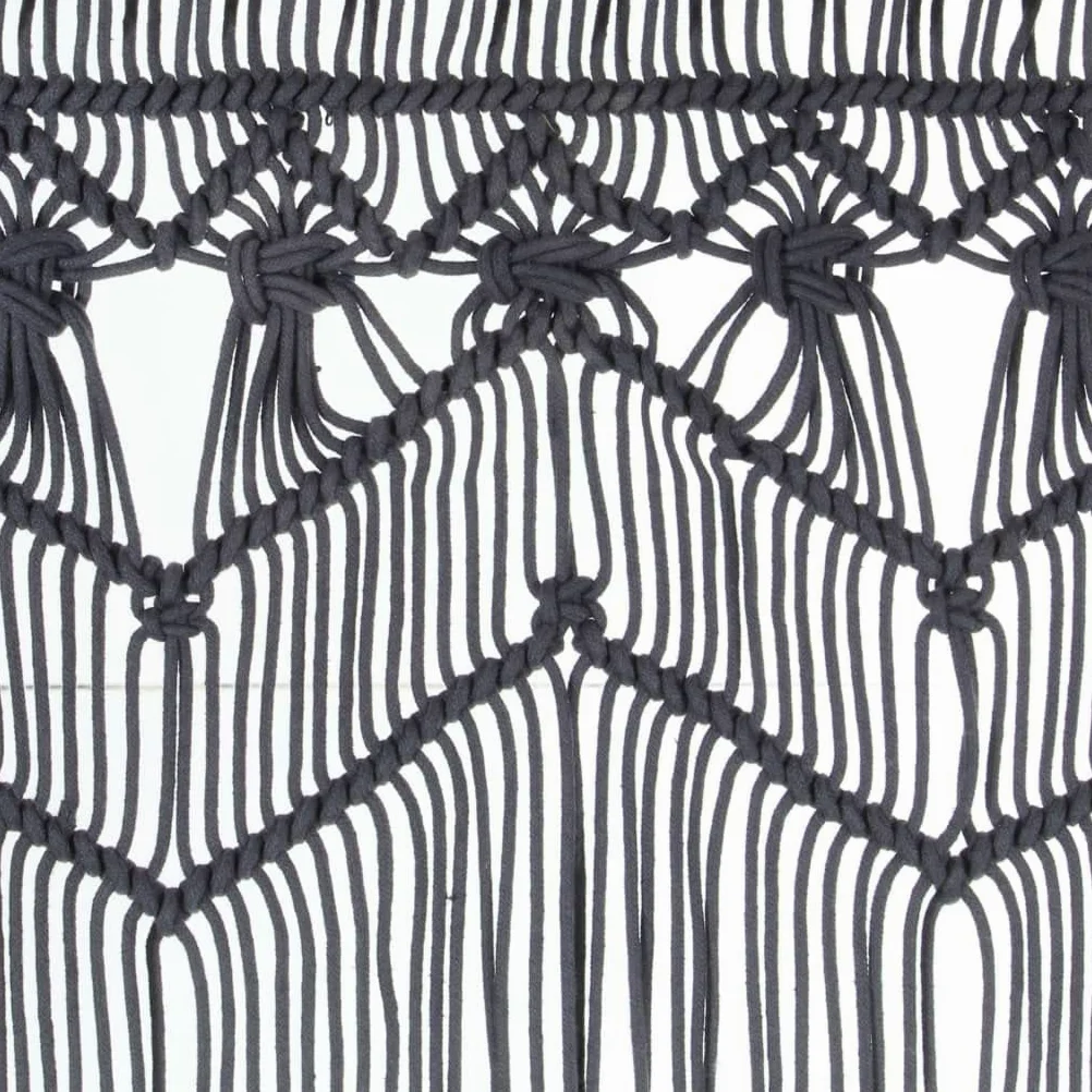 Cortina de macramé antracita, 140 x 240 cm, algodón y poliéster, cortina de hilos con protección visual, protección solar, aislamiento acústico para ventanas, separadores de habitaciones