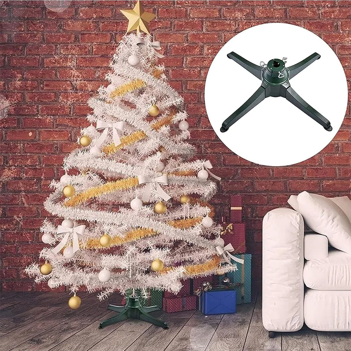 Soporte para árbol de Navidad Giratorio de 360 Grados, Accesorio de decoración navideña, para árboles Artificiales de hasta 3 Metros (80cm)