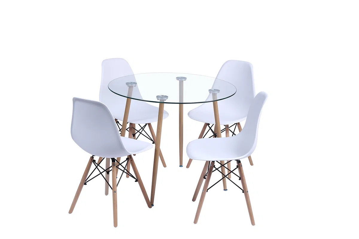 Mesa de Comedor o Cocina de Cristal Redonda de 90 cm. Zola