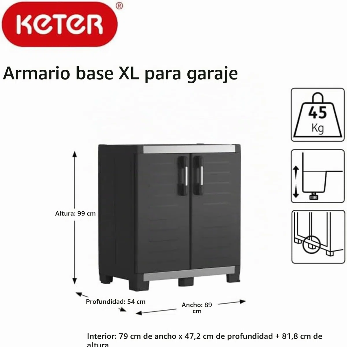 Keter 241544 Armario, Negro, XL Bajo