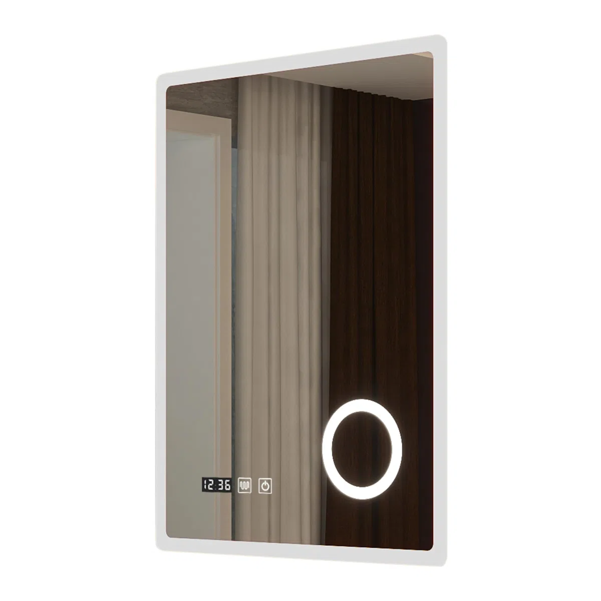 pro.tec Espejo de Pared con LED para Baño con Reloj e Indicador de Temperatura Antivaho Lupa 3 Opciones de Temperatura de Luz Blanca Interruptor Táctil 60 x 80 cm Aluminio - Blanco
