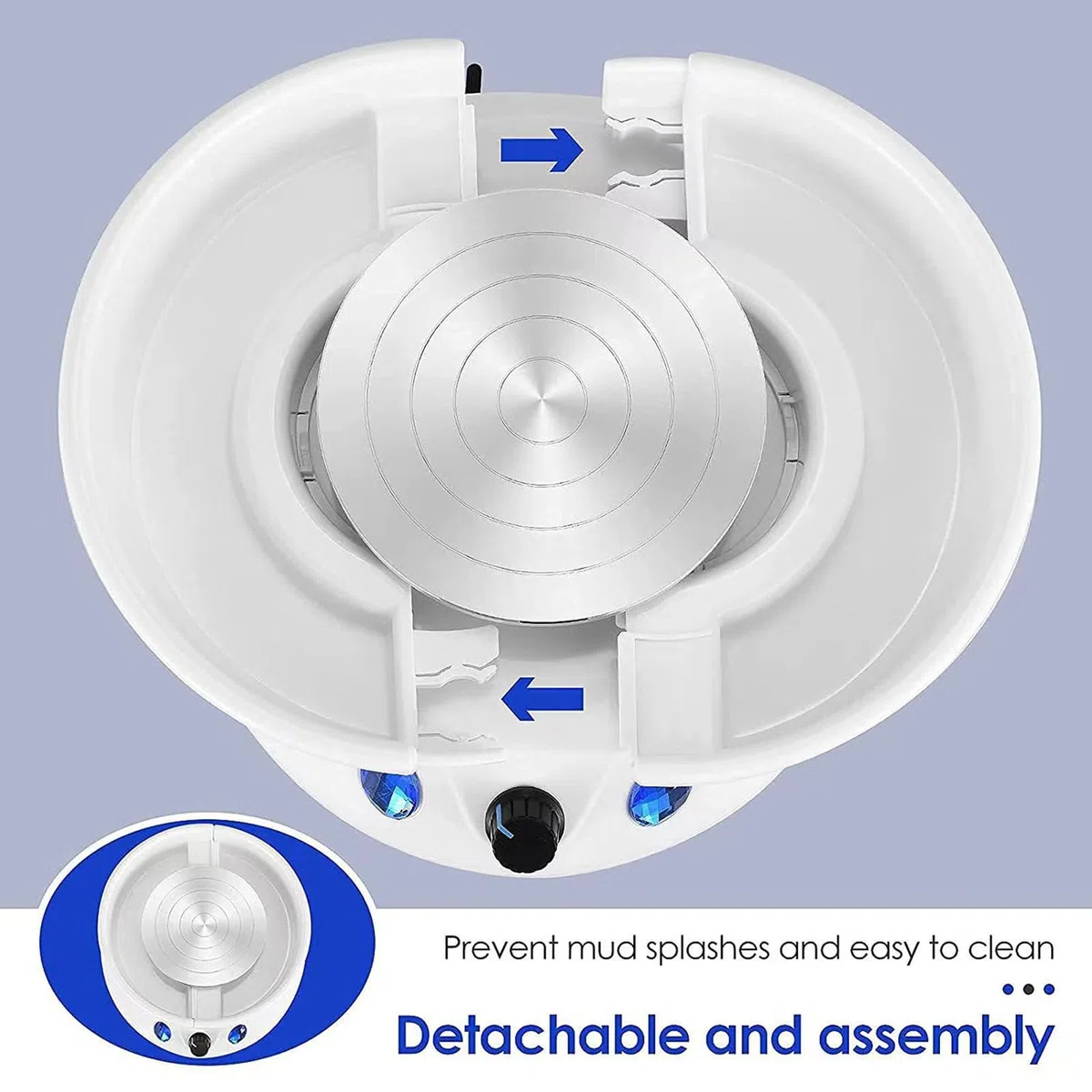 Máquina de cerámica con arcilla, equipo de manualidades de rueda de cerámica, herramienta de modelado de arcilla, velocidad de ajuste continuo de 0 a 200 rpm y con lavabo extraíble y herramientas de