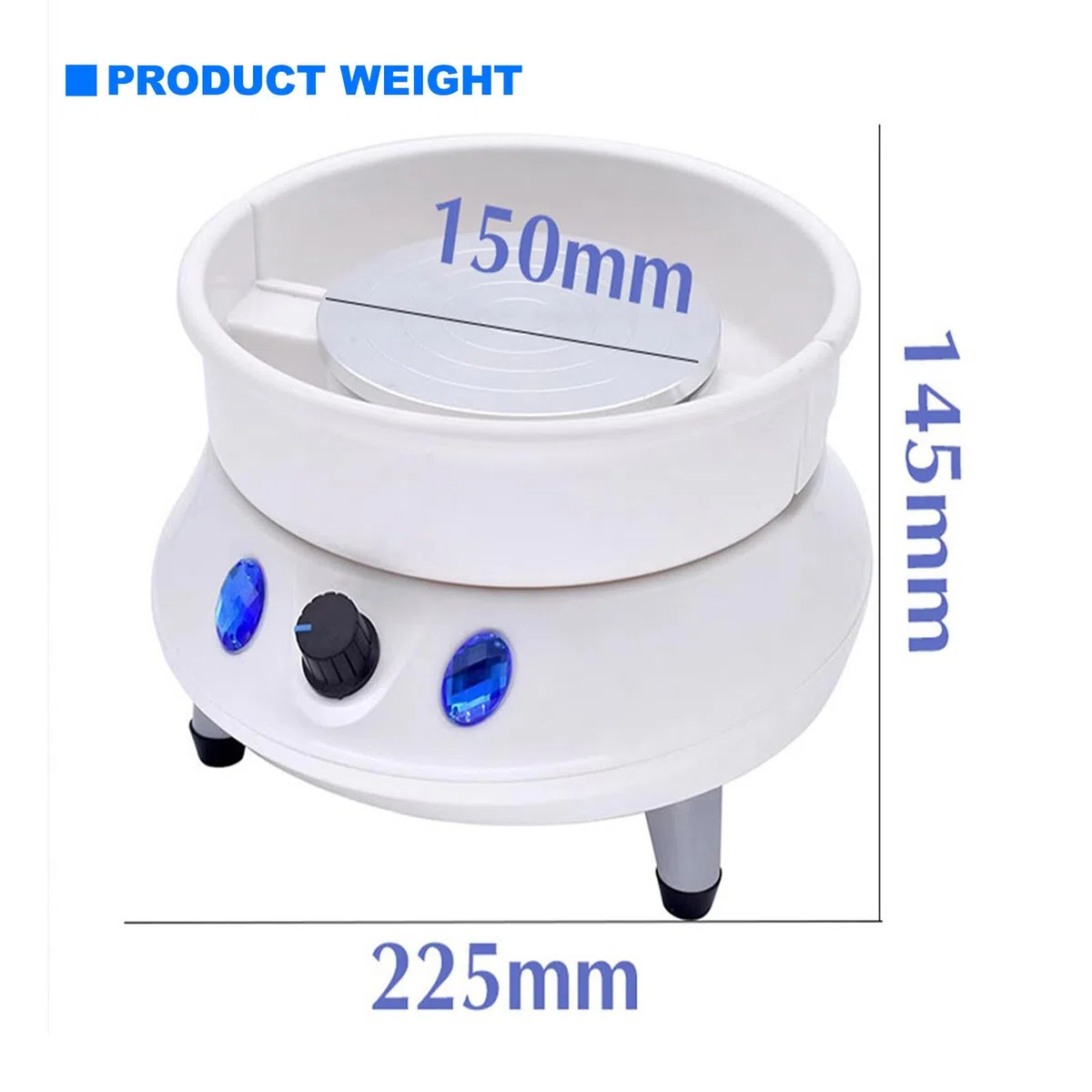 Máquina de cerámica con arcilla, equipo de manualidades de rueda de cerámica, herramienta de modelado de arcilla, velocidad de ajuste continuo de 0 a 200 rpm y con lavabo extraíble y herramientas de