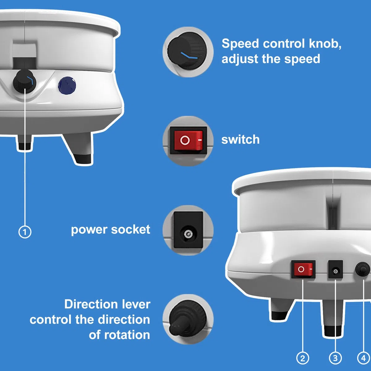 Máquina de cerámica con arcilla, equipo de manualidades de rueda de cerámica, herramienta de modelado de arcilla, velocidad de ajuste continuo de 0 a 200 rpm y con lavabo extraíble y herramientas de