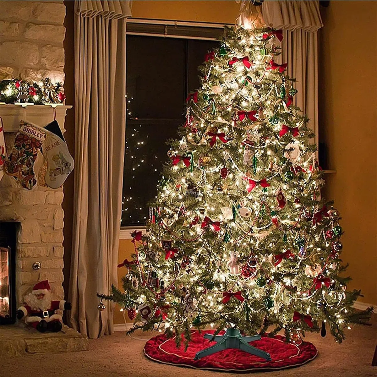 Soporte para árbol de Navidad Giratorio de 360 Grados, Accesorio de decoración navideña, para árboles Artificiales de hasta 3 Metros (80cm)