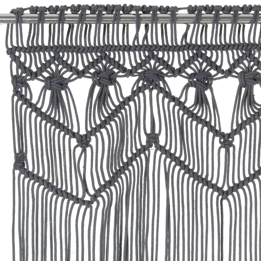 Cortina de macramé antracita, 140 x 240 cm, algodón y poliéster, cortina de hilos con protección visual, protección solar, aislamiento acústico para ventanas, separadores de habitaciones