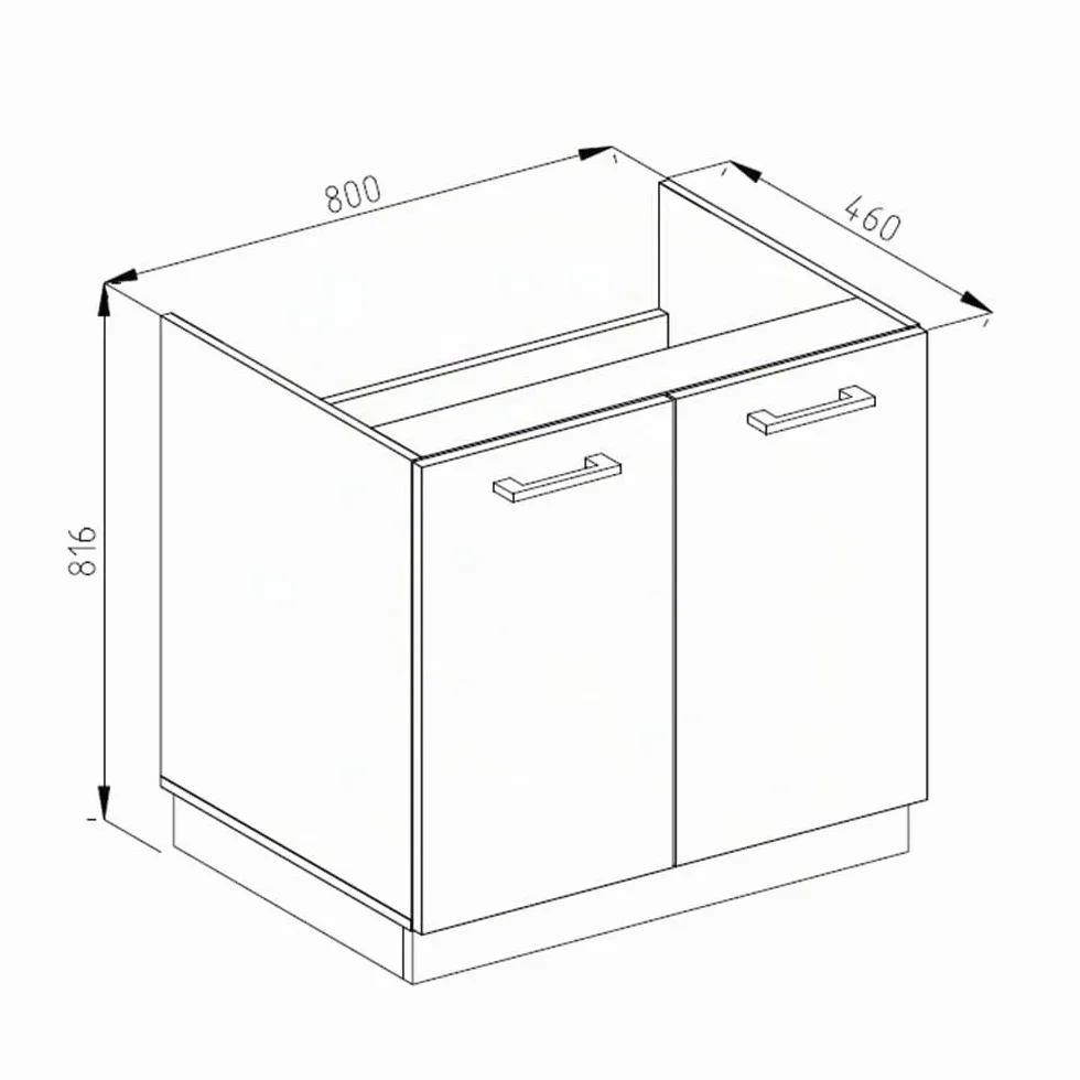Vicco Armario bajo para Fregadero R-Line, Sonoma, 80 cm