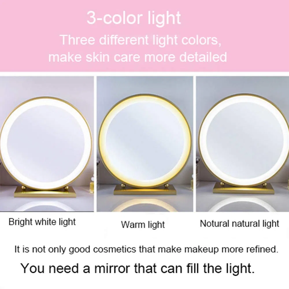 XINYU Espejo De Vanidad De Escritorio LED con AtenuacióN Inteligente para Espejos De Maquillaje De Belleza para El Hogar, Adecuado para Todas Las Escenas Utilizadas como Vestidores De Estudio.,Gold2