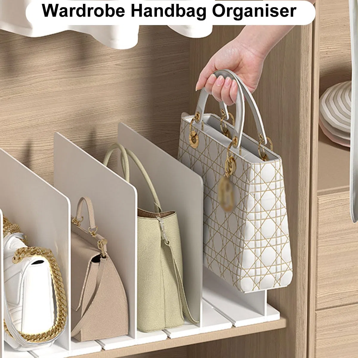 Separadores de plástico blancos ajustables para bolsos, estantes de armario, ropa y accesorios, perfectos para dormitorio, cocina y oficina, juego de 5 para almacenamiento nized