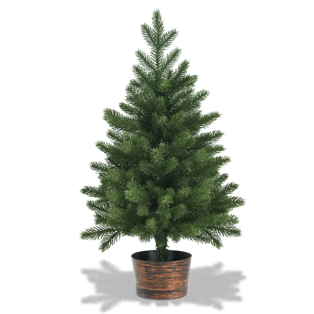 Árbol de Navidad, Árbol de Navidad Artificial pequeño 60 cm (2 pies) con piñas y Base, decoración navideña for Mesa Interior(Green Without Pine Cone)