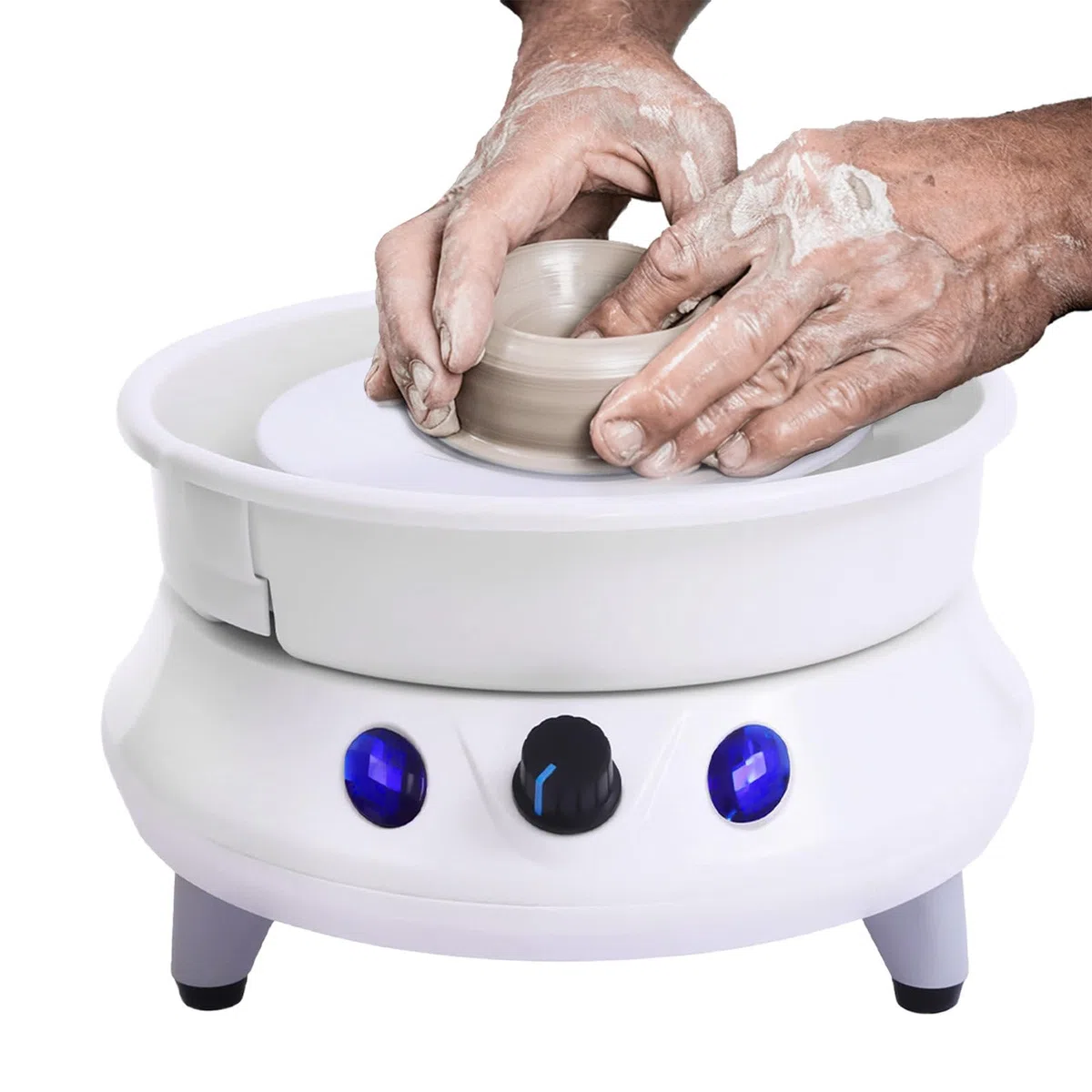 Máquina de cerámica con arcilla, equipo de manualidades de rueda de cerámica, herramienta de modelado de arcilla, velocidad de ajuste continuo de 0 a 200 rpm y con lavabo extraíble y herramientas de