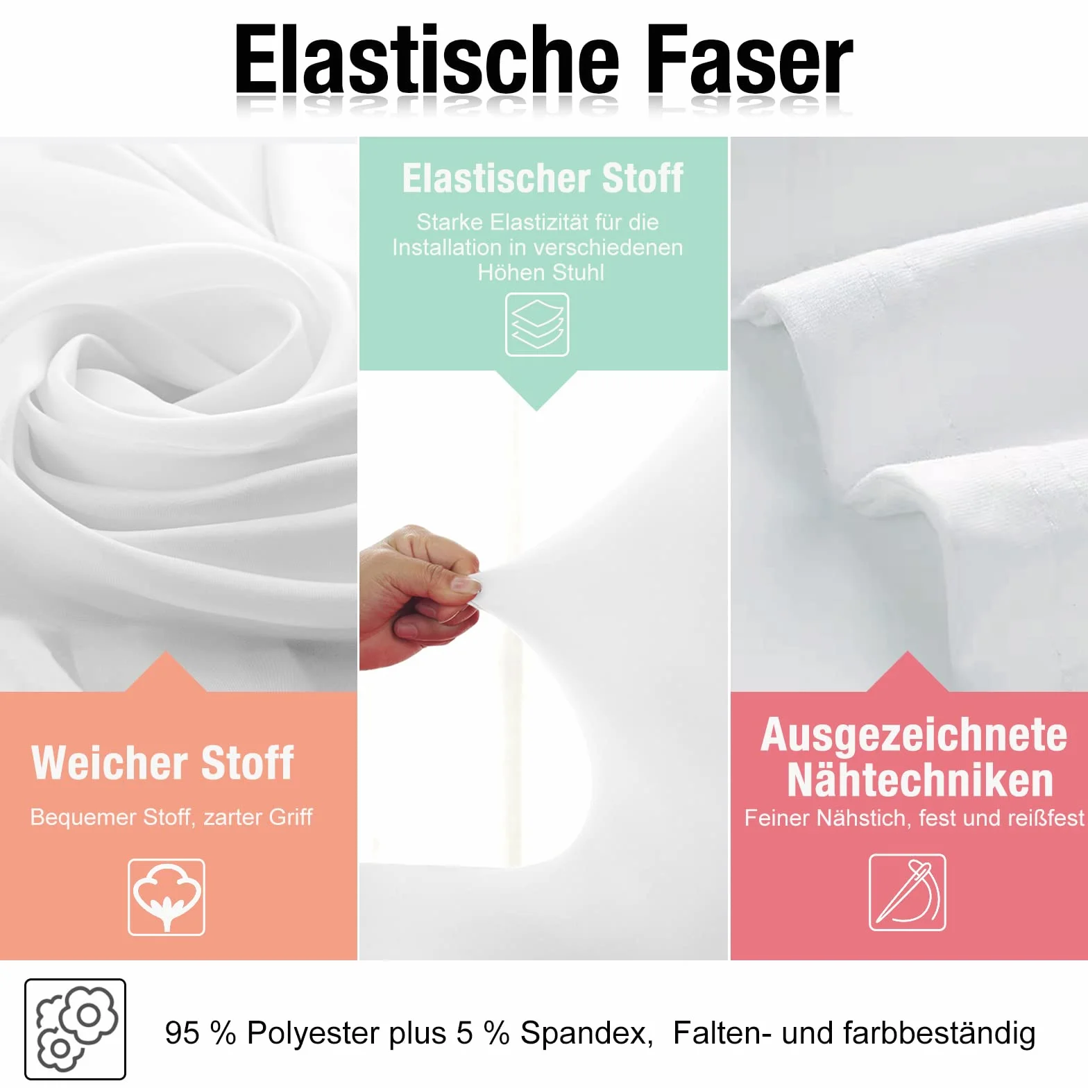 UISEBRT 100 fundas universales para silla, elásticas, color blanco, modernas, para bodas y celebraciones, decoración de cumpleaños (100 unidades)
