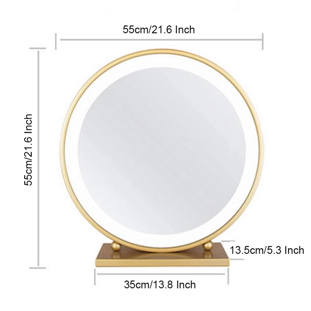 XINYU Espejo De Vanidad De Escritorio LED con AtenuacióN Inteligente para Espejos De Maquillaje De Belleza para El Hogar, Adecuado para Todas Las Escenas Utilizadas como Vestidores De Estudio.,Gold2