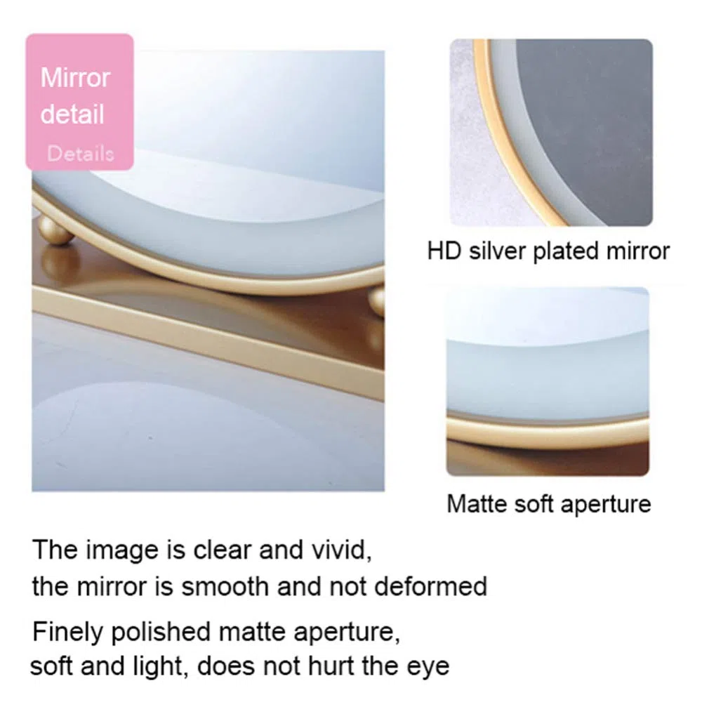 XINYU Espejo De Vanidad De Escritorio LED con AtenuacióN Inteligente para Espejos De Maquillaje De Belleza para El Hogar, Adecuado para Todas Las Escenas Utilizadas como Vestidores De Estudio.,Gold2