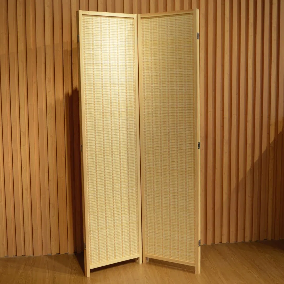 EME Biombo Natural Separador de Ambientes de 4 Paneles 180x180 cm Separador de Estancias Fabricado en Madera - Biombo Plegable y Estructura Resistente Biombo Mimbre. Ideal para Separar Habitaciones.